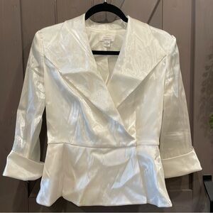 Retro Dress Barn White Satin Blouse